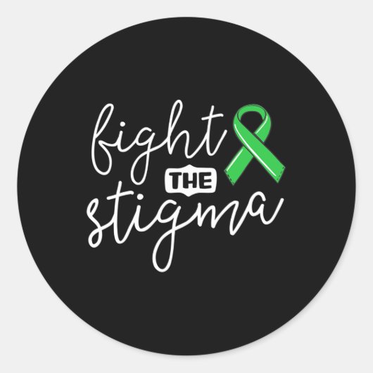 Het Stigma Mental Health Awareness Groen Lint Ronde Sticker (Voorkant)