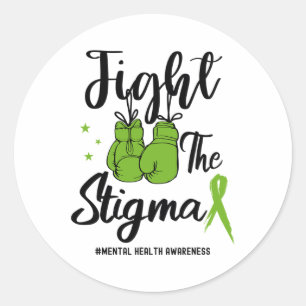 Het stigma mentale gezondheidsbewustzijn kan groen ronde sticker