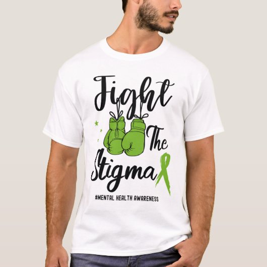 Het stigma mentale gezondheidsbewustzijn kan groen t-shirt (Voorkant)