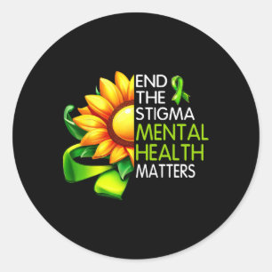 Het stigma psychische gezondheidsproblemen mentaal ronde sticker