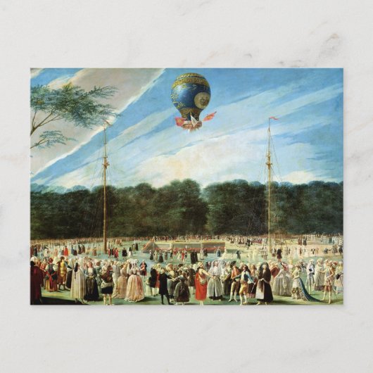 Het stijgen van de Ballon Montgolfier bij Briefkaart (Voorkant)
