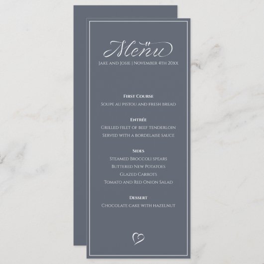 Het stijlvolle thin lijst tafel menu (Voorkant / Achterkant)