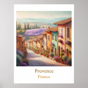 Het Stille Dorp Provence in Waterverf Poster