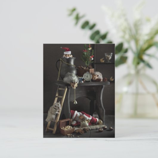 Het stilleven van het grappige Nieuwjaar met Feestdagenkaart (Staand voorkant)