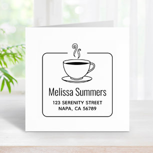 Het stomen van Koffiekop ontworpen Adres Rubberstempel