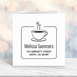 Het stomen van Koffiekop ontworpen Adres Zelfinktende Stempel