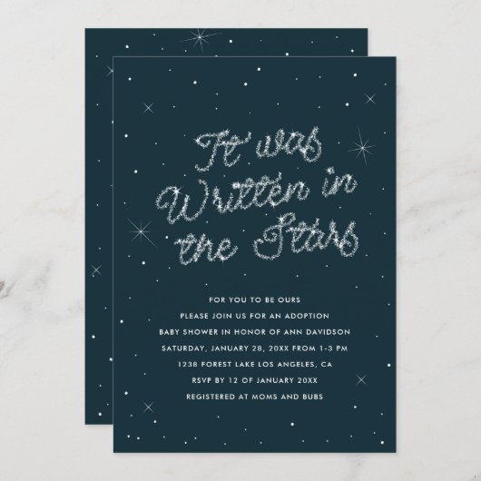 Het stond in de sterren Adoptie Borrel Kaart (Voorkant / Achterkant)