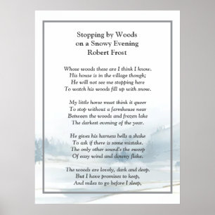 Het stoppen bij het bos op een besneeuwde avond Ro Poster