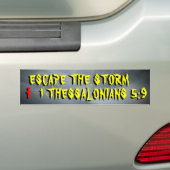 Het storm 1 Thessaliërs 5:9 ontvluchten Bumpersticker (Op auto)