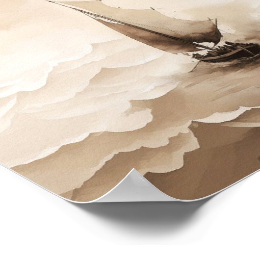 Het Storm kalmeren, digitale print, schetsen, Jesu Poster (Hoek)