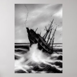 Het storm op het zee | AI Art Poster