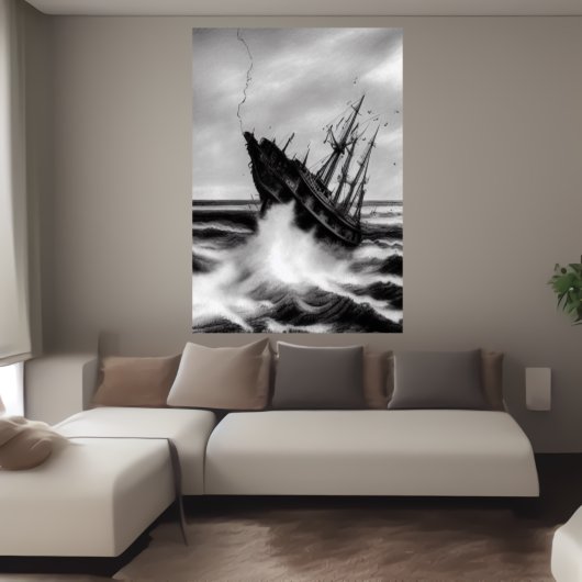 Het storm op het zee | AI Art Poster