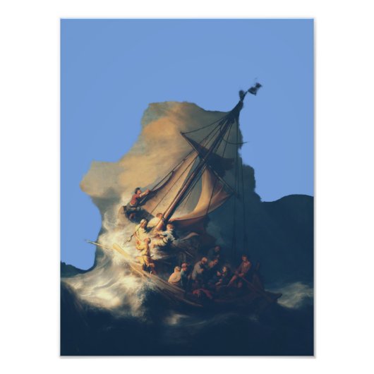 Het Storm op het Zee van Galilea Foto Afdruk (Voorkant)