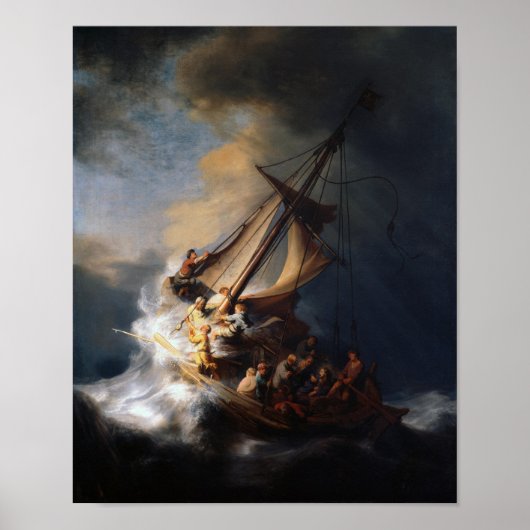 Het Storm op het Zee van Galilee - Rembrandt Poster (Voorkant)