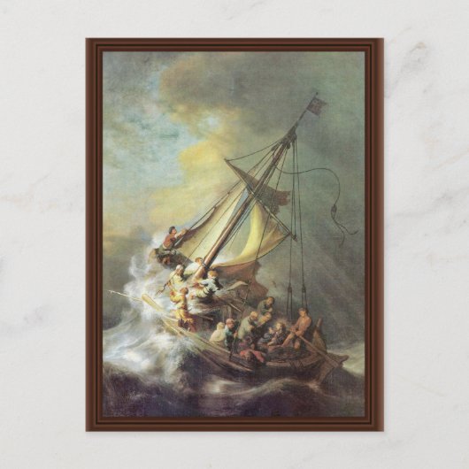 het Storm over het Zee van Galilee . Door Rembrand Briefkaart (Voorkant)