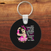 Het Storm Sterke Vrouwen Borstkanker Krijger Roze Sleutelhanger (Voorkant)