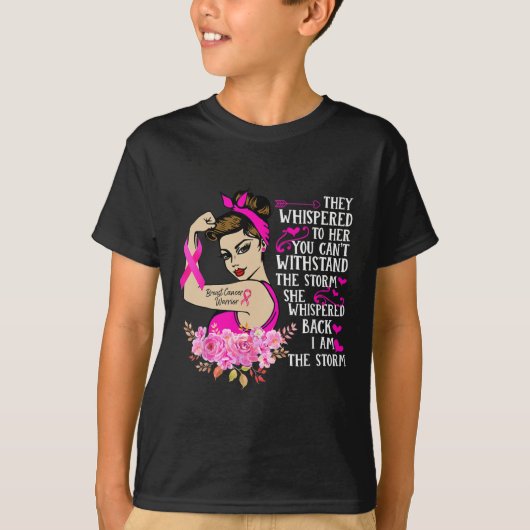 Het Storm Sterke Vrouwen Borstkanker Krijger Roze T-shirt (Voorkant)