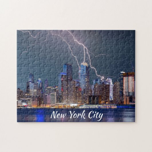 Het Storm van de Bliksem van de Stad van New York Legpuzzel (Horizontaal)