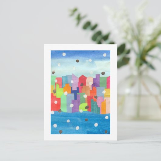 Het Storm van de Sneeuw van de stad Briefkaart (Staand voorkant)