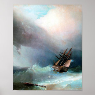Het storm van Ivan Aivazovsky Poster