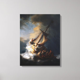 Het Storm van Remb van Rijn op het Zee van Galilea Canvas Afdruk