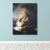 Het Storm van Remb van Rijn op het Zee van Galilea Canvas Afdruk (Insitu (Houten vloer))