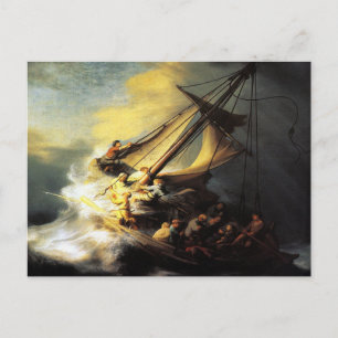 Het Storm van Rembrandt Postc op het Zee van Galil Briefkaart