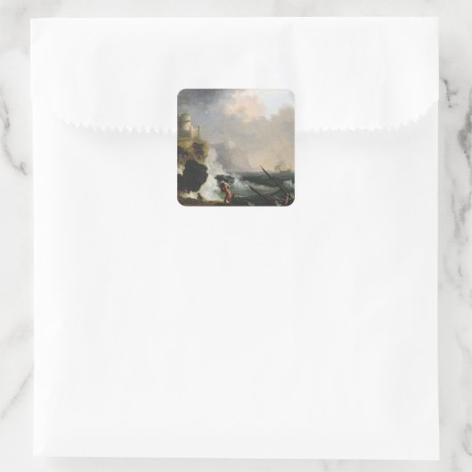 Het Storm Vierkante Sticker (Tas)