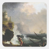 Het Storm Vierkante Sticker (Voorkant)