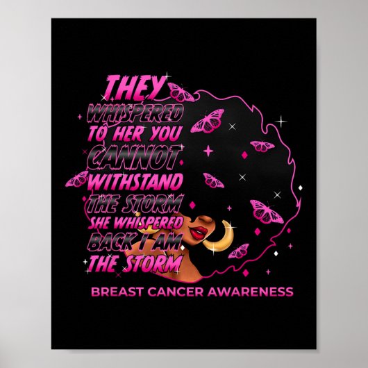 Het Storm Zwarte Vrouwen Borstkanker Krijger Roze Poster (Voorkant)