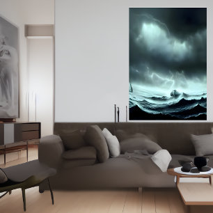 Het stormachtige zee   AI Art Poster