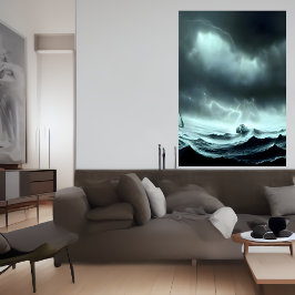 Het stormachtige zee | AI Art Poster