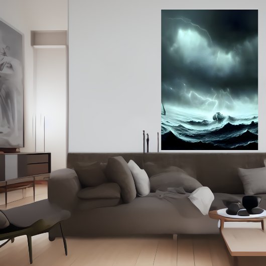 Het stormachtige zee | AI Art Poster
