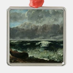 Het Stormy Zee of, The Wave, 1870 Metalen Ornament