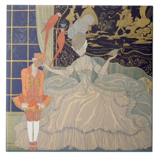 Het straffen van de Pagina (kleurenlitho) Tegeltje (Voorkant)