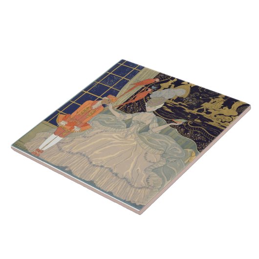 Het straffen van de Pagina (kleurenlitho) Tegeltje (Zijkant)