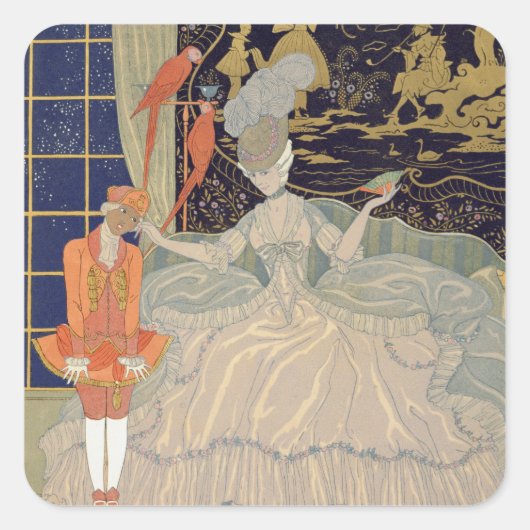 Het straffen van de Pagina (kleurenlitho) Vierkante Sticker (Voorkant)