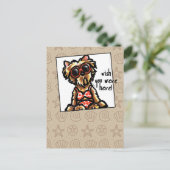 Het Strand Babe van Yorkie wenst hier u Briefkaart (Staand voorkant)