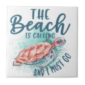 Het strand belt en ik moet weg. tegeltje (Voorkant)