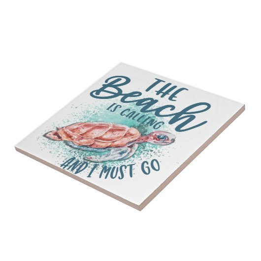 Het strand belt en ik moet weg. tegeltje (Zijkant)