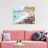 Het strand bij Etretat Claude Monet Canvas Afdruk (Insitu (Woonkamer))