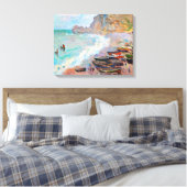 Het strand bij Etretat Claude Monet Canvas Afdruk (Insitu (Slaapkamer))