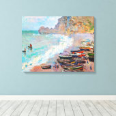 Het strand bij Etretat Claude Monet Canvas Afdruk (Insitu (Houten vloer))