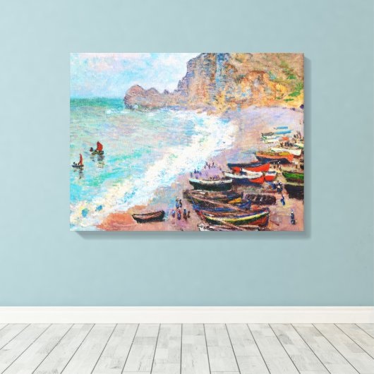 Het strand bij Etretat Claude Monet Canvas Afdruk (Insitu (Houten vloer))