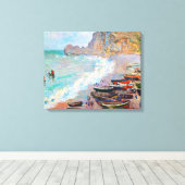 Het strand bij Etretat Claude Monet Canvas Afdruk (Insitu (Houten vloer))