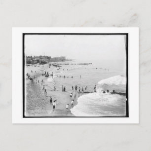Het strand bij Long Branch, New Jersey Vintage Briefkaart