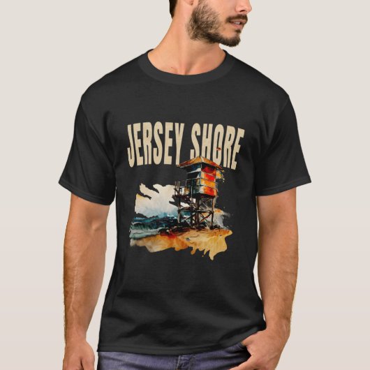 Het strand bij New Jersey Shore Oceanfront Lifegua T-shirt (Voorkant)