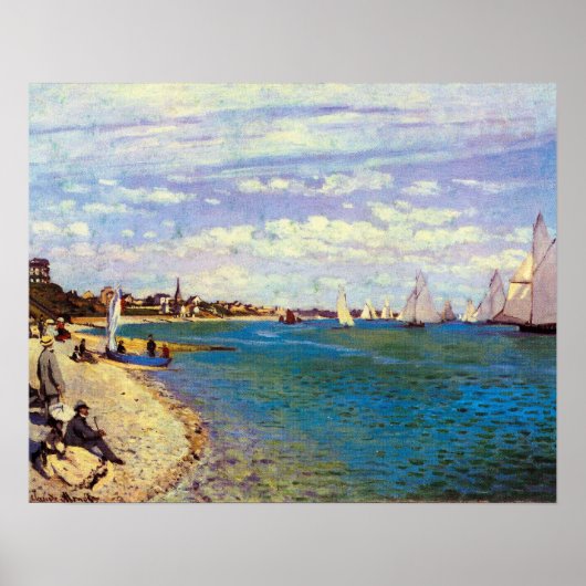 Het strand bij Sainte Adresse van Claude Monet Poster (Voorkant)