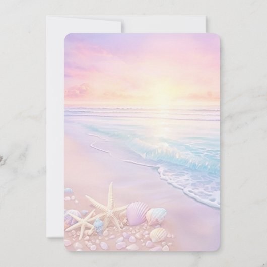 Het strand bij Sunset Wedding Kaart (Achterkant)