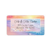 Het strand bij zonsondergang etiket (Voorkant)